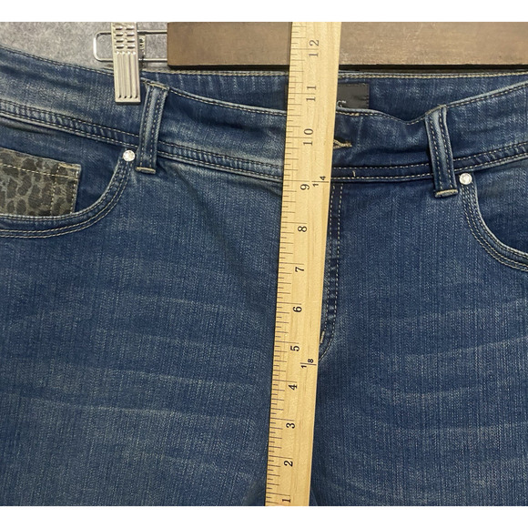 Chicos So Slimming Ankle Jeans Sz 1.5R US 14R Blue Embellished Leopard -SEE NOTE - Picture 7 of 9
